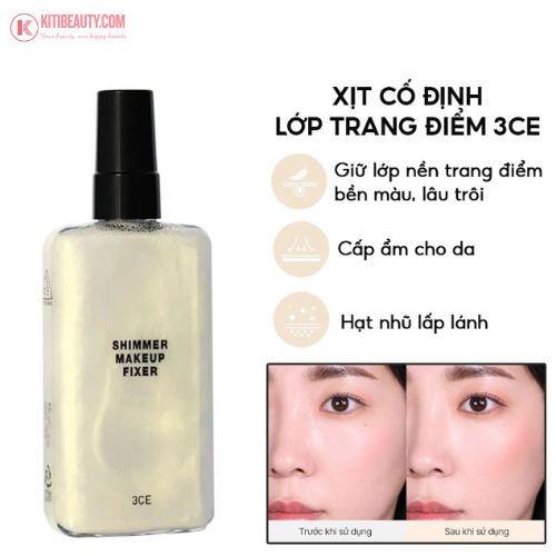 Xịt Cố Định Lớp Trang Điểm 3CE Căng Bóng Shimmer Makeup Fixer 95ml